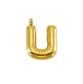 Close-up of gold 14K plated U-letter bubble pendant with realistic inflatable texture - U-Gold / Letters (without Chain)