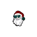 Cartoon Santa Claus enamel pin with heart-shaped green rhinestone sunglasses - Santa Claus with Heart Sunglasses (CZ2291-2)