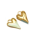 Ciondoli a cuore dorati con smalto marmorizzato verde chiaro per gioielli fai-da-te - 17x25mm / verde chiaro
