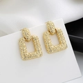 Minimalist 18K gold rectangular stud earrings with textured hammered finish - Irregular Texture Earrings / Gold