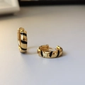 Créoles minimalistes en argent S925 avec rayures en émail doré et noir de haute qualité - 13mm / Or (Diamètre Intérieur 13 mm)