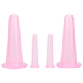 Set of four pink silicone vacuum facial cupping cups in two sizes for professional massage - Pink Combination Set