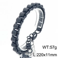 Polished black stainless steel box chain bracelet for men, 11mm wide, heavy link style - Black Color (KB205845-ZCG)