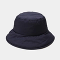 Detail view of navy blue padded down bucket hat with warm winter insulated texture - M (56-58cm) / Navy Blue