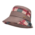 Elegant brown plaid bucket hat for women with golden LOVE metal letter decoration - Brown