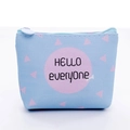 Monedero de cuero PU azul claro con cremallera y diseño impreso Hello Everyone - Triángulo Azul