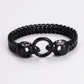 Bracciale punk in acciaio inossidabile nero con doppia catena e chiusura a teschio - 11mm / Nero