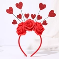 Close-up of red foam roses and sequined heart accents on a festive headband decoration - 10 Hearts - Foam Flower Style