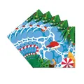 Fan-shaped stack of summer Christmas napkins with tropical palm and beach ball prints - Summer Christmas Printed Napkins