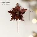 Coffee brown 25cm artificial poinsettia with gold glitter edges for Christmas tree decor - Small (25x30cm) / Coffee