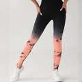 Tie-dye gradient high waist yoga pants in black and orange seamless compression fabric - S / Bottoms / Gradient Orange