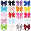 Detailed grid view showing twenty colorful grosgrain ribbon hair bows for girls - 20 Colors Mixed Pack