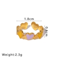 Verstellbarer goldener Herzring mit lila und gelber Emaille, 1,8 cm Innendurchmesser - Einstellbar Offen / Violett und Gelb Herz Stil (NB-R2023253)