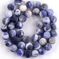 Polished natural blue sodalite round beads for DIY jewelry making and necklace crafts - Frosted Sodalite / 4mm/1 Piece Approximately 90 Pieces/10g