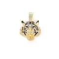 Vergoldeter Tigerkopf-Anhänger mit Strasssteinen besetzt im Hip-Hop-Stil für Herren - Gold Anhänger Ohne Kette / Gold