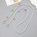 White pearl phone strap with colorful heart charms and silver metal ring clasps - K422 Colorful Heart Pendant Crossbody