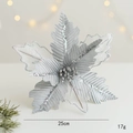 Glinsterende 25cm zilveren kerstster kerstbloem voor boom en krans decoratie - Zilver
