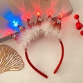 Cute glowing red crown headband with white plush trim and LED lights for Christmas decor - 41# Red Glitter Crown Headband