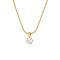 Elegante collana d'oro con pendente di pietra preziosa rotonda con castone a sei griffe - Oro-Zircone Bianco