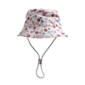 Détail du chapeau de soleil bébé avec motif floral et mentonnière blanche réglable - Style Floral Rouge Rose Jaune (#8)