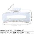 Champagne transparent large rectangle claw clip measuring 12cm with metal spring mechanism - Champagne
