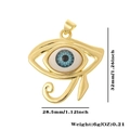 Golden Eye of Horus charm with blue zircon, 32mm height pendant for DIY jewelry making - 18-Eye of Horus