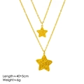 Zweilagige goldene Halskette mit Sternanhänger, Faltenstruktur und 40+5cm Länge - Goldene doppellagige Halskette