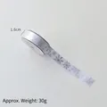 White Christmas ribbon roll with silver snowflakes for gift wrapping, 1.6cm wide - 1.6cm Large Snowflake