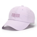 Detail of lavender baseball cap showing textured fabric and wavy embroidery on the front - One Size(Adjustable) / Light Purple (D)