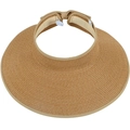 Visiera parasole in paglia kaki con tesa larga regolabile per donna - M (56-58cm) / Marrone
