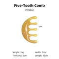 Scalp massage comb with 5 wide teeth in amber resin, size 10x7x2cm and 55g weight - Thickened Five-Tooth Comb / Yellow