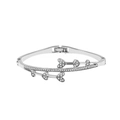 Bracciale argento con cinque cuori in pavé di cristalli e chiusura a scatto laterale - Stile Cuore Collegato (9671)