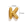 Golden 3D bubble letter K pendant with high polish finish measuring 15mm by 21mm - Gold K