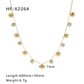 Gold stainless steel necklace with sun moon shell charms and zircon accents HF-X2264 - Gold Clear Gemstone Style (HF-X2264-金色)