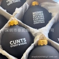 Set of matte black funny Christmas ornaments with golden caps for festive holiday decor - Black 12Pcs