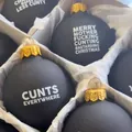 Set of matte black funny Christmas ornaments with golden caps for festive holiday decor - Black 12Pcs