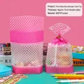 Sachet cadeau rose à pois givré avec attaches torsadées et motif dentelle mignon - Style à Pois Roses - Petit