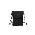 Borsa a tracolla trapuntata nera per cellulare con motivo a rombi e cinghia - Nero