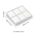 Modern white jewelry ring display tray with silver frame and slots for six rings - 6-Slot Ring Tray (White & Silver)