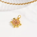 Detail of 18k gold turtle pendant with pink crystals on white surface for jewelry DIY - Pink (Turtle Style B)