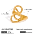 Irregular hollow line stainless steel open ring in gold finish with 18K plating - Hollow Twisted Curve Style (JDRW2410012)