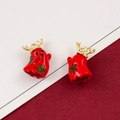 Cute ghost pendant with Christmas hat and golden antlers in red alloy enamel finish - 35# Red Cute Ghost