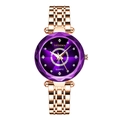 Women's quartz watch with purple star-cut crystal dial and rose gold steel strap - Violet Blue Dial (Rose Gold Steel Strap)