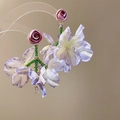 Orecchini a fiori in chiffon fatti a mano con perle e nappe in stile boho da vacanza - 2# Perno per orecchino in argento - Fiore in tessuto rosa viola
