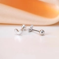 Polished silver heart stud earrings with screw ball back on silk background - Silver Heart Shape Style (A303)