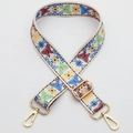 Adjustable canvas shoulder strap with colorful butterfly embroidery and gold metal clips - Style 361 / Gold