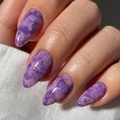 Elegant purple marble pattern press-on nails in long stiletto shape with glossy finish - Bz1430 Picking Green And Purple / Jelly Glue + Nail File