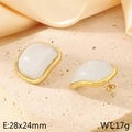 Minimalistische quadratische weiße Harzohrringe mit goldenem Edelstahlrand, 28x24mm - Creme