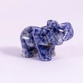Blue and white patterned gemstone elephant figurine, 1.5 inch hand-carved crystal stone - Blue Spot Stone