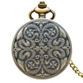Classic vintage bronze pocket watch featuring ornate floral relief pattern on metal cover - Bronze - Baroque Relief